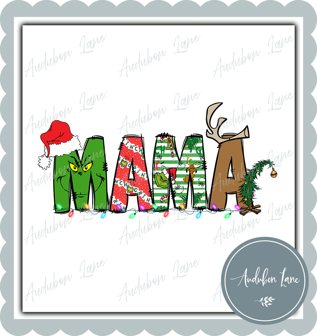 Mama Meany Greeny Christmas Words Print Ready To Press DTF Transfer