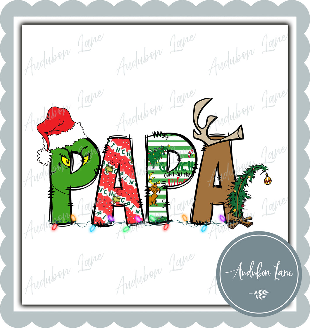 Papa Meany Greeny Christmas Words Print Ready To Press DTF Transfer