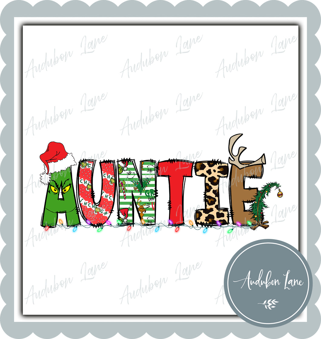 Auntie Meany Greeny Christmas Words Print Ready To Press DTF Transfer