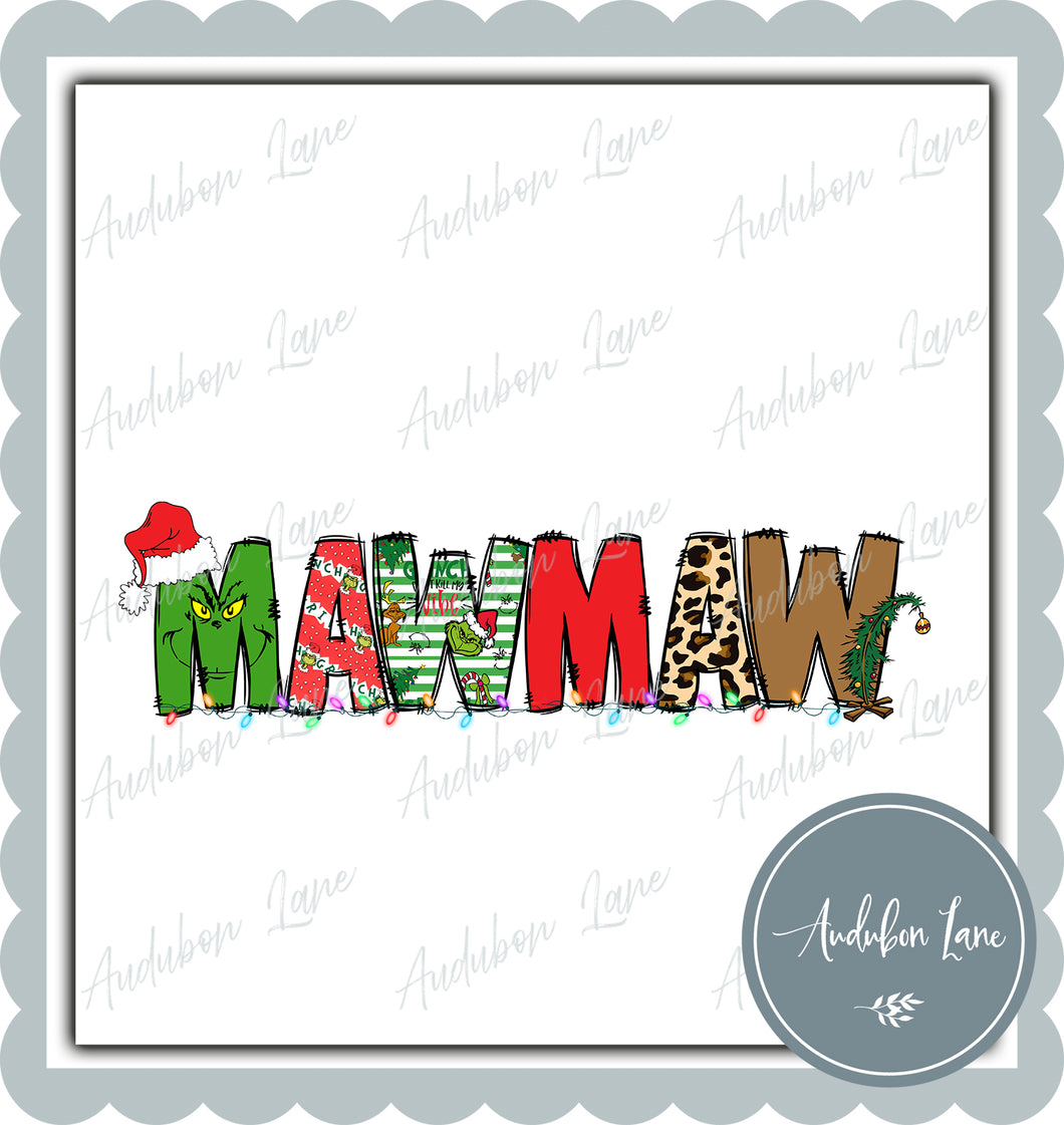 MawMaw Meany Greeny Christmas Words Print Ready To Press DTF Transfer
