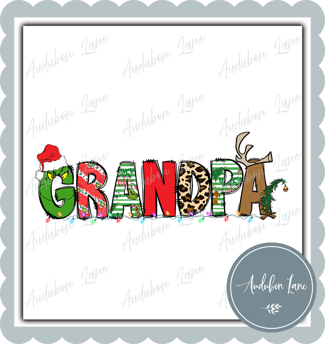 Grandpa Meany Greeny Christmas Words Print Ready To Press DTF Transfer