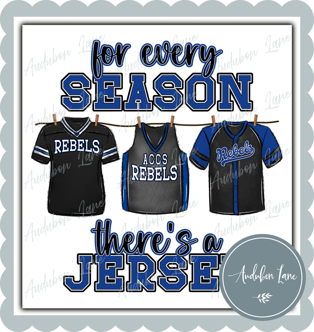 Rebels Blue Jersey For Every Season Ready to Press DTF Transfer Customs Available On Request