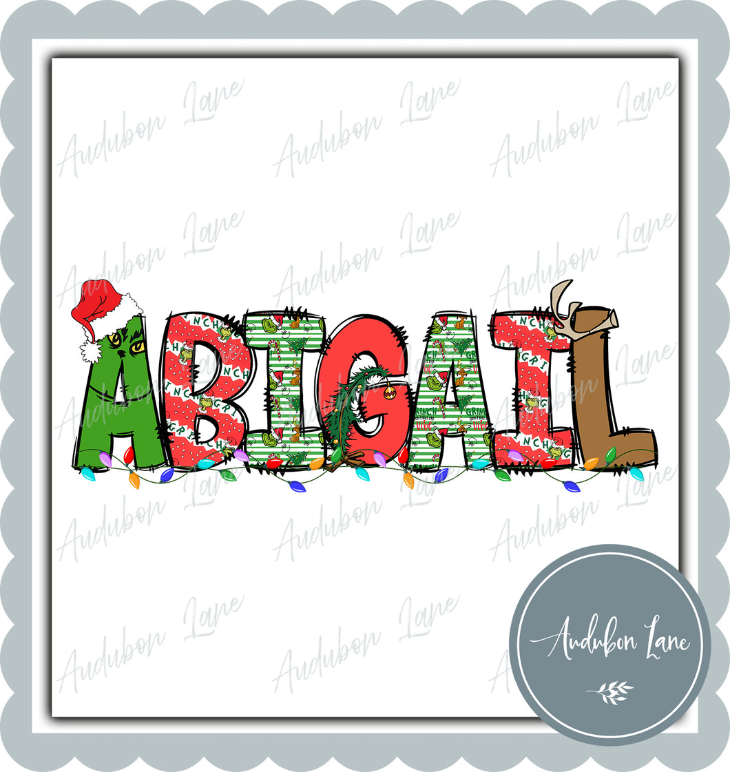 Abigail Meany Greeny Christmas Words Print Ready To Press DTF Transfer Custom