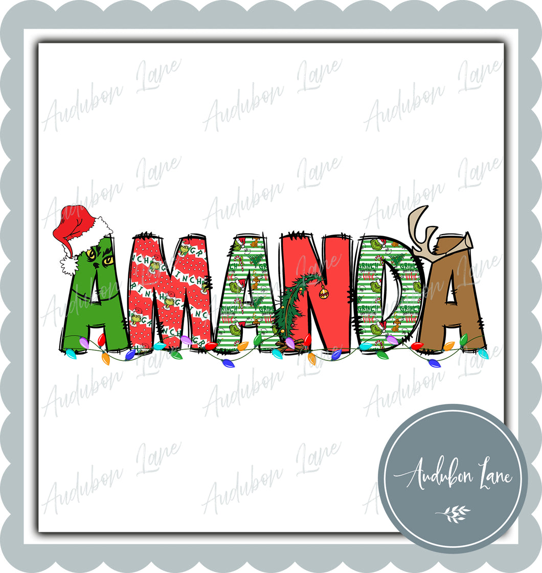 Amanda Meany Greeny Christmas Words Print Ready To Press DTF Transfer Custom