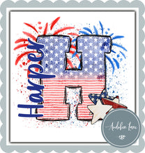 Load image into Gallery viewer, Personalized American Flag Doodle Letter With Name And Stars
