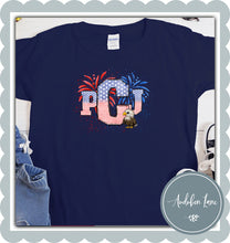 Load image into Gallery viewer, Personalized Monogram American Flag Doodle Letters With Eagle
