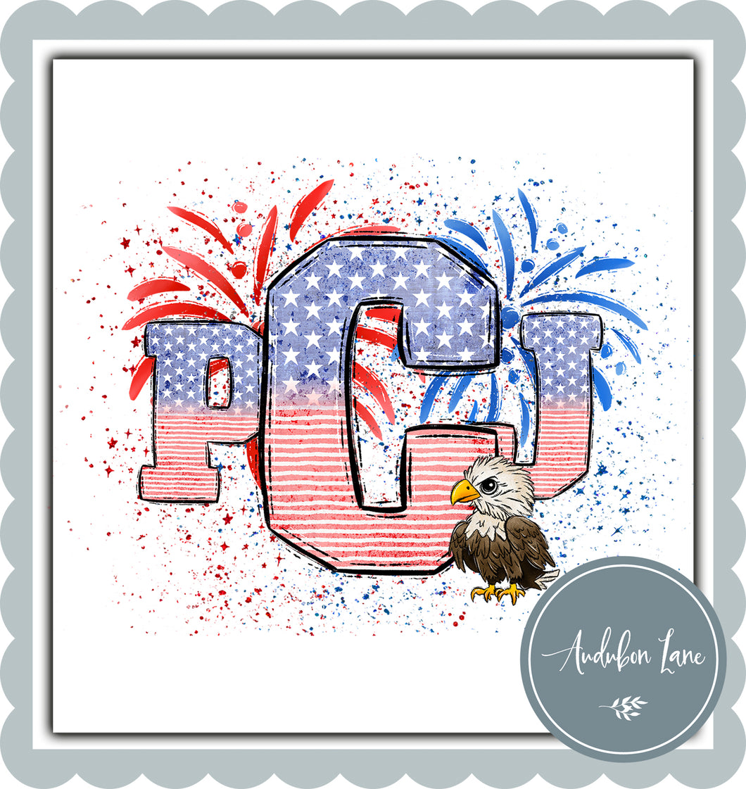 Personalized Monogram American Flag Doodle Letters With Eagle
