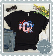 Load image into Gallery viewer, Personalized Monogram American Flag Doodle Letters With Truck
