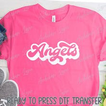 Load image into Gallery viewer, Angels Retro Outline Solid White Print Ready To Press DTF Transfer Custom Colors Available On Request
