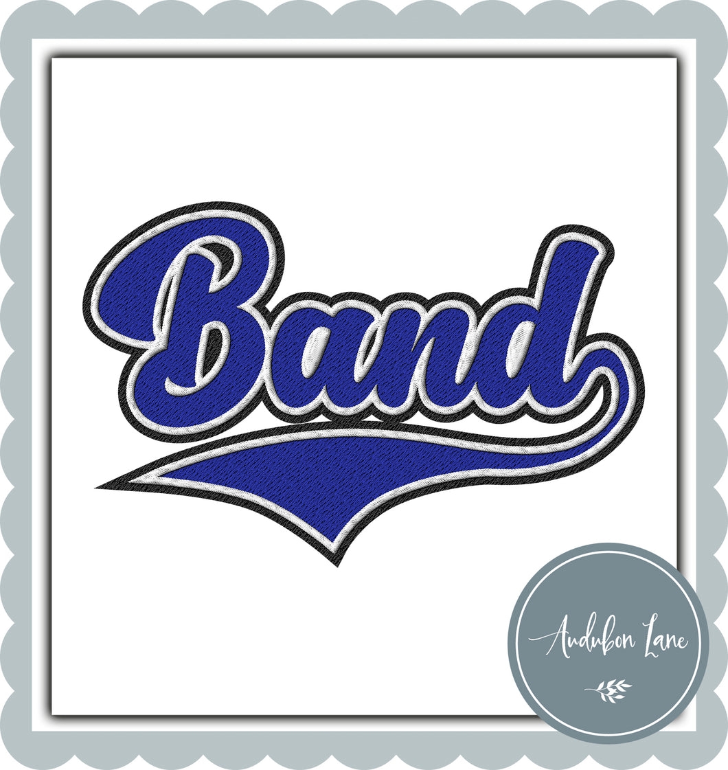Band Faux Royal Blue and White and Black Embroidery