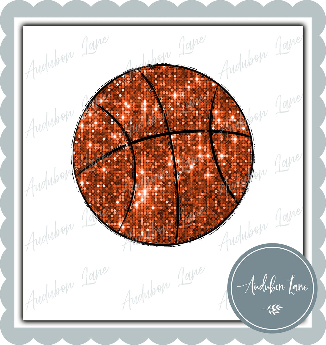 Orange Faux Sequin Basketball Print Ready To Press DTF Transfer