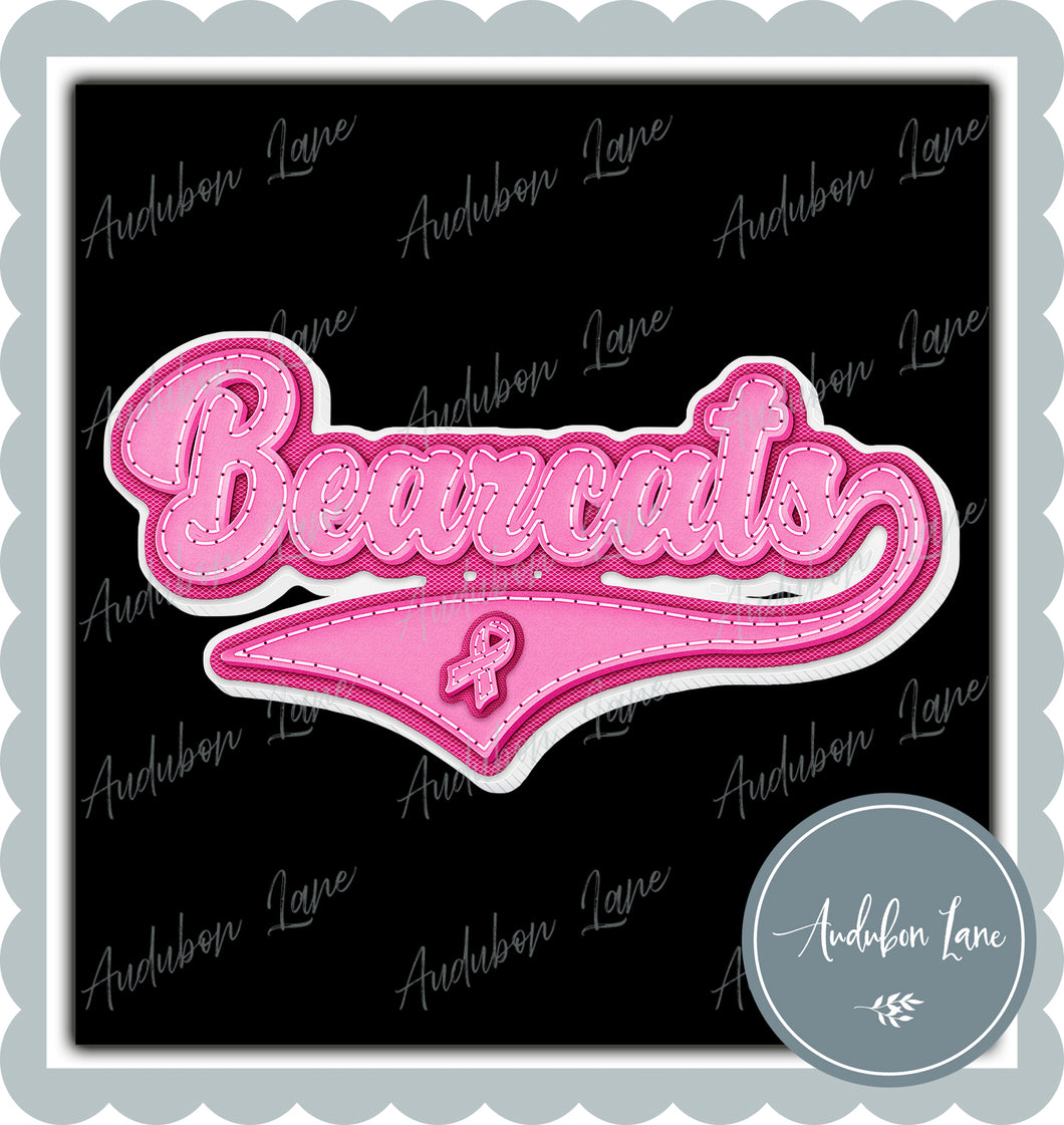 Bearcats Breast Cancer Awareness Pink Leather Faux Patch Ready to Press DTF Transfer Customs Available On Request