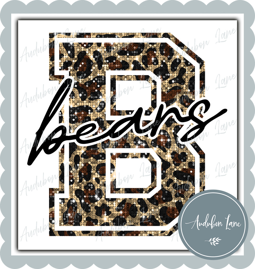 Bears Sequin Leopard Mascot Letter Ready to Press DTF Transfer Customs Available On Request