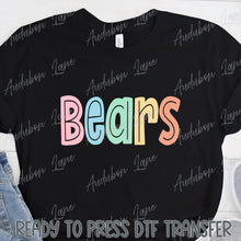 Load image into Gallery viewer, Bears Split Letter Pastel Color Mascot Ready To Press DTF Direct To Film Transfer
