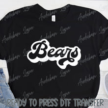 Load image into Gallery viewer, Bears Retro Outline Solid White Print Ready To Press DTF Transfer Custom Colors Available On Request

