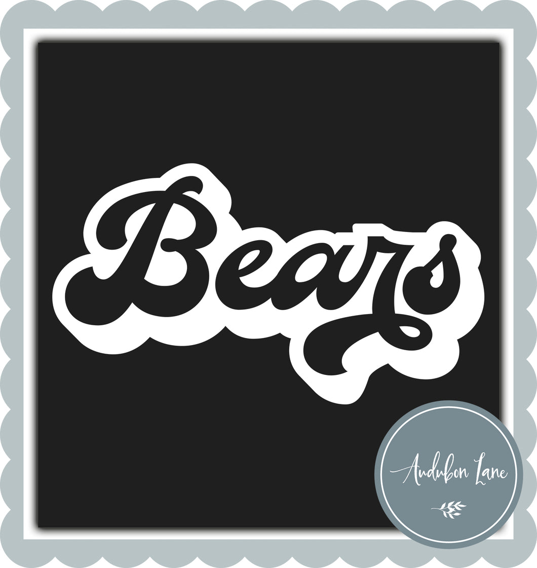 Bears Retro Outline Solid White Print Ready To Press DTF Transfer Custom Colors Available On Request