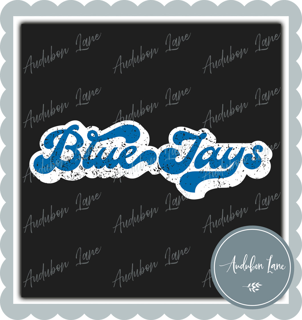 Blue Jays Retro Distressed Blue and White Print Ready To Press DTF Transfer Custom Colors Available On Request