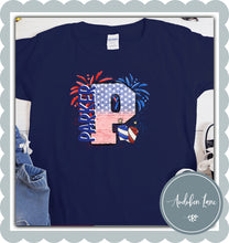 Load image into Gallery viewer, Personalized American Flag Doodle Letter With Name And Fireworks
