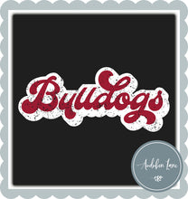 Load image into Gallery viewer, Bulldogs Retro Distressed Maroon and White Print Ready To Press DTF Transfer Custom Colors Available On Request
