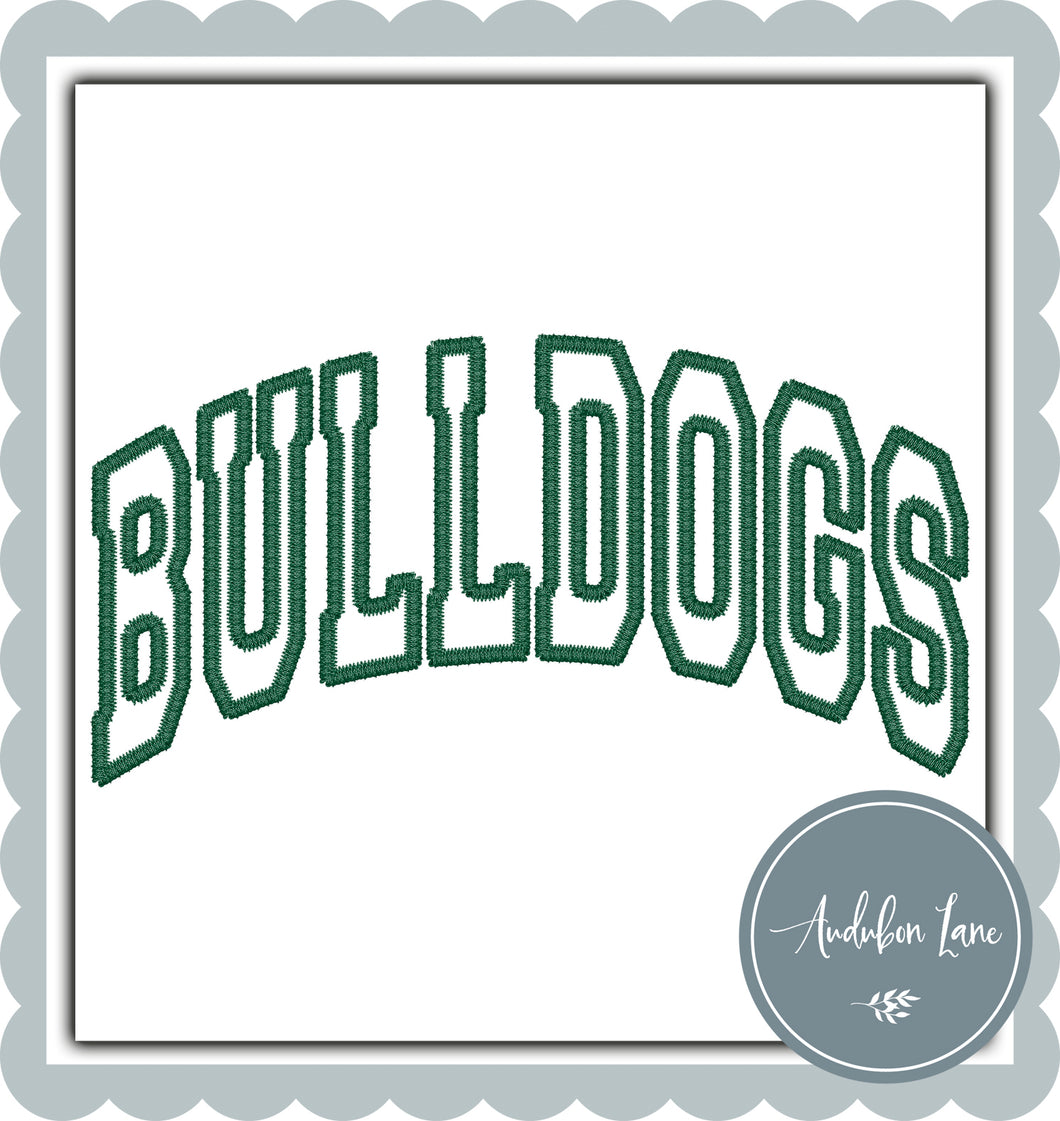 Bulldogs Faux Dark Green Embroidery