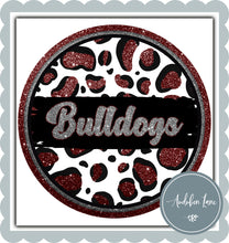 Load image into Gallery viewer, Bulldogs Faux Glitter Circle with Leopard Maroon and Gray
