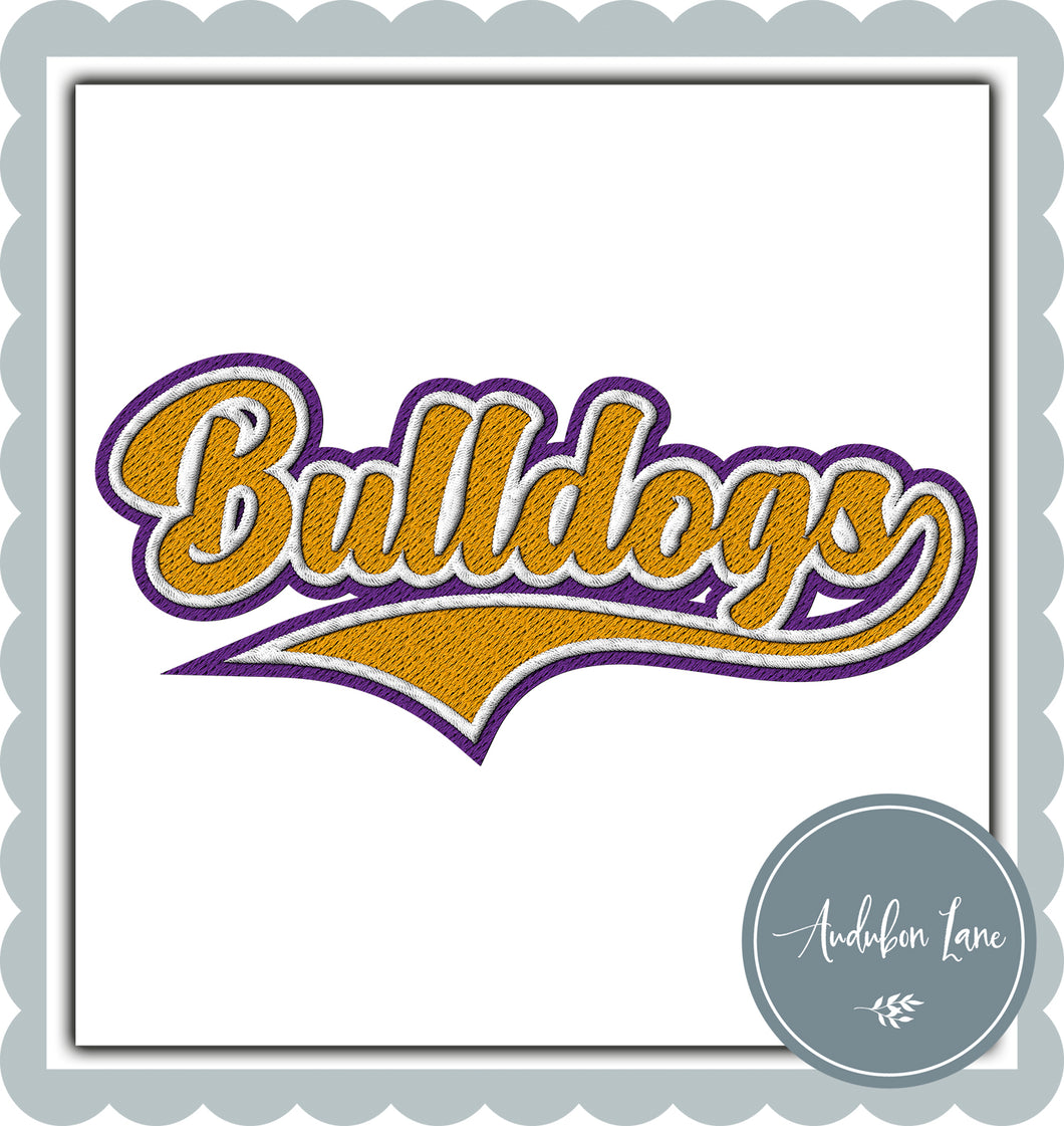 Bulldogs Faux Gold and White and Purple Embroidery