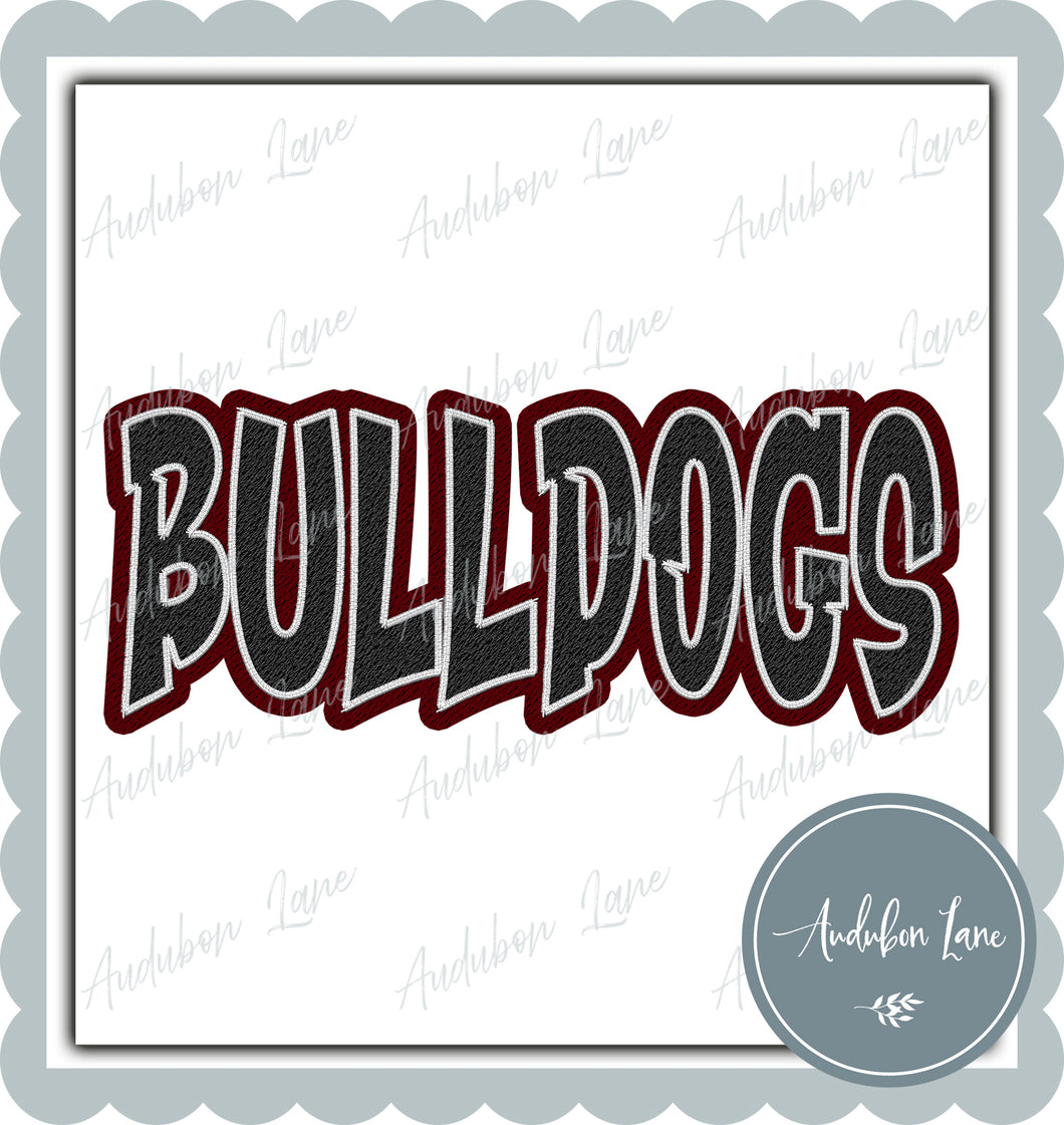 Bulldogs Graffiti Style Mesh Maroon and Black Mascot Ready to Press DTF Transfer Customs Available On Request