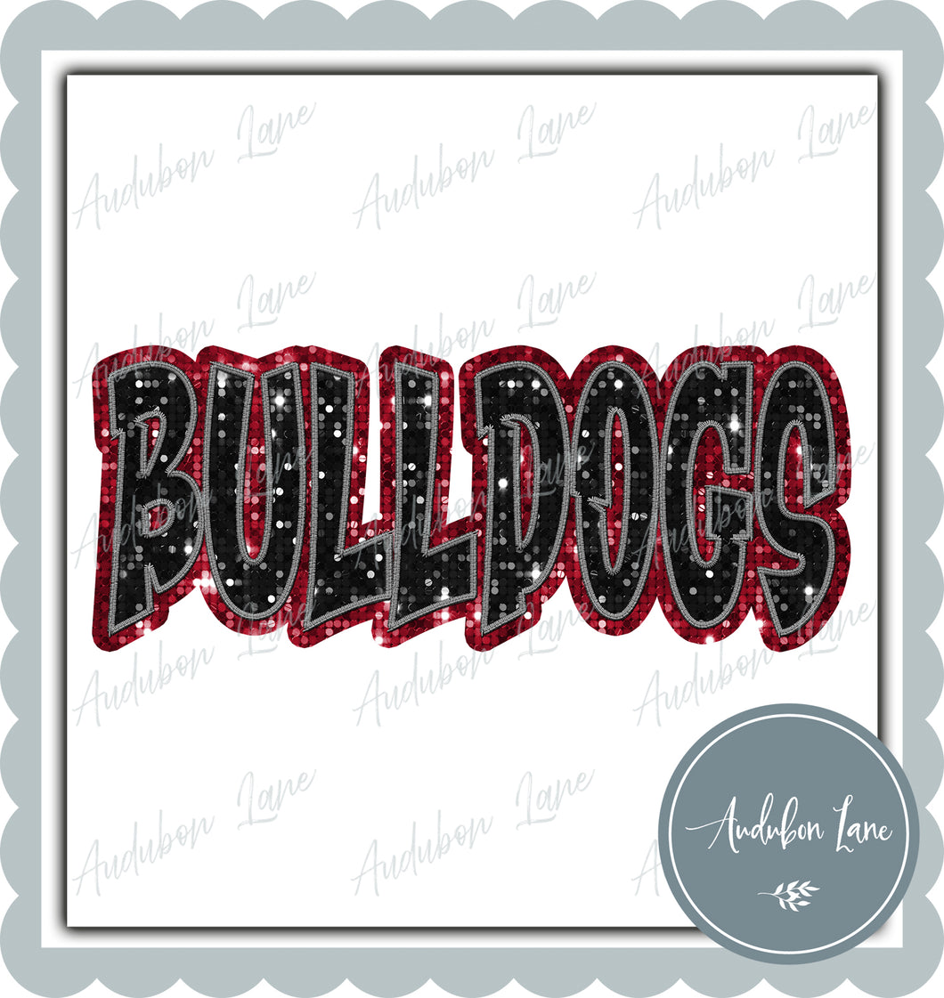 Bulldogs Graffiti Style Sequin Maroon and Black Mascot Ready to Press DTF Transfer Customs Available On Request
