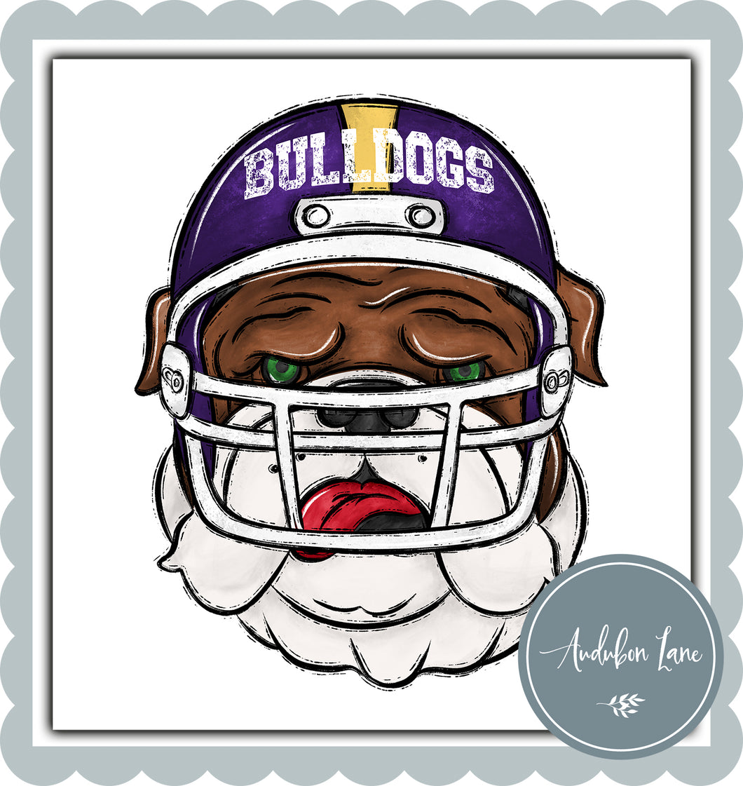 Bulldogs Mascot With Helmet Purple and Gold
