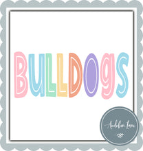 Load image into Gallery viewer, Bulldogs Split Letter Pastel Color Mascot Ready To Press DTF Direct To Film Transfer
