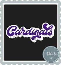 Load image into Gallery viewer, Cardinals Retro Distressed Purple and White Print Ready To Press DTF Transfer Custom Colors Available On Request

