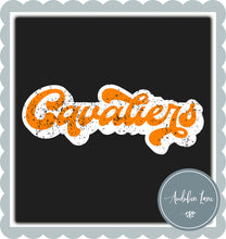 Load image into Gallery viewer, Cavaliers Retro Distressed Orange and White Print Ready To Press DTF Transfer Custom Colors Available On Request
