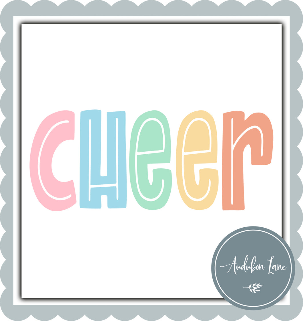 Cheer Split Letter Pastel Color Letters Ready To Press DTF Direct To Film Transfer