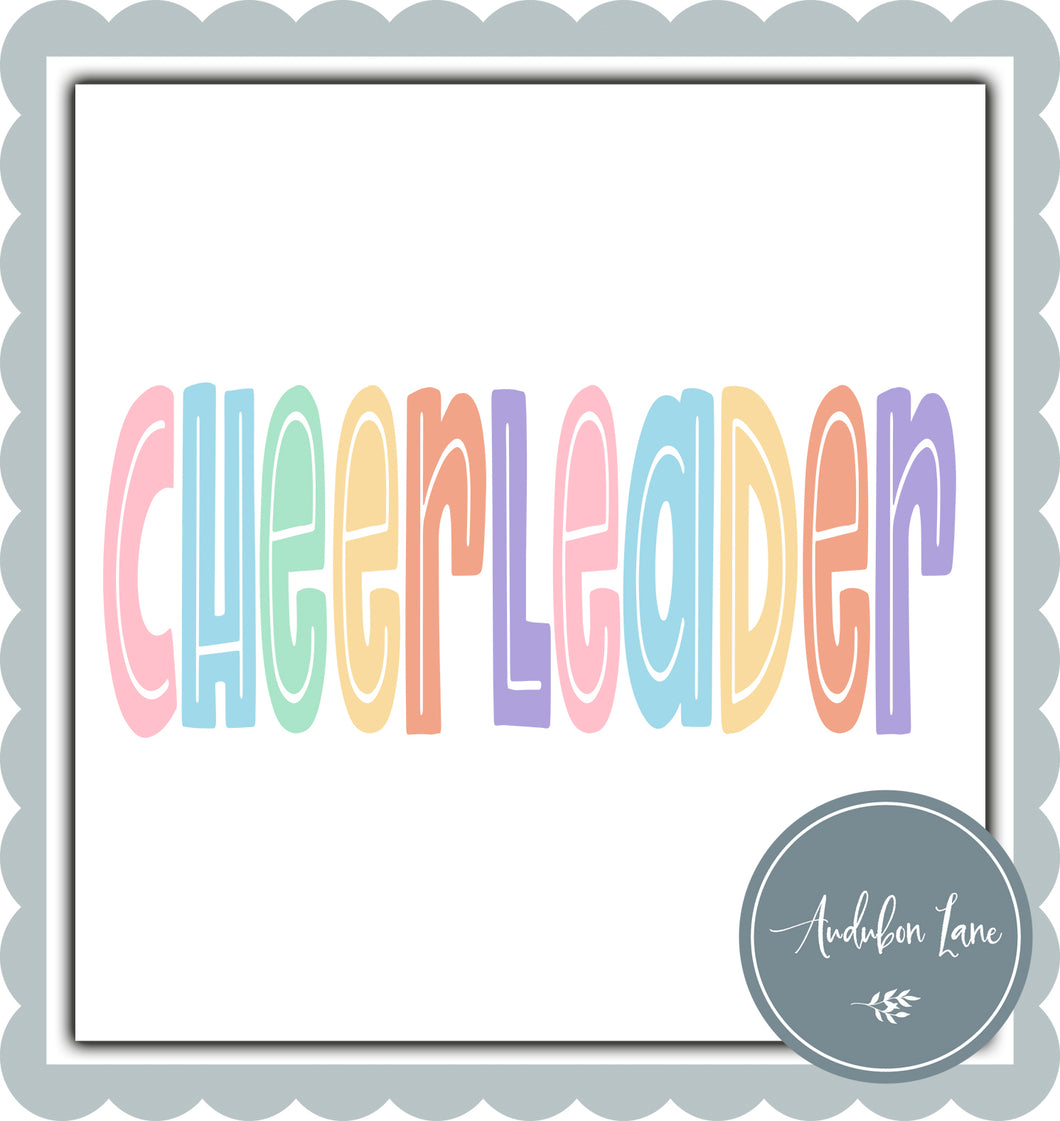 Cheerleader Split Letter Pastel Color Letters Ready To Press DTF Direct To Film Transfer