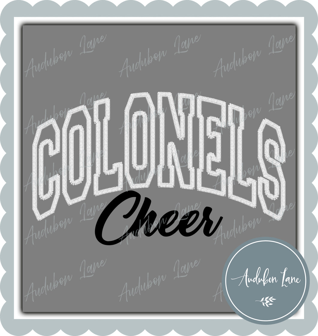 Colonels Arched White Embroidery with Cheer in Black