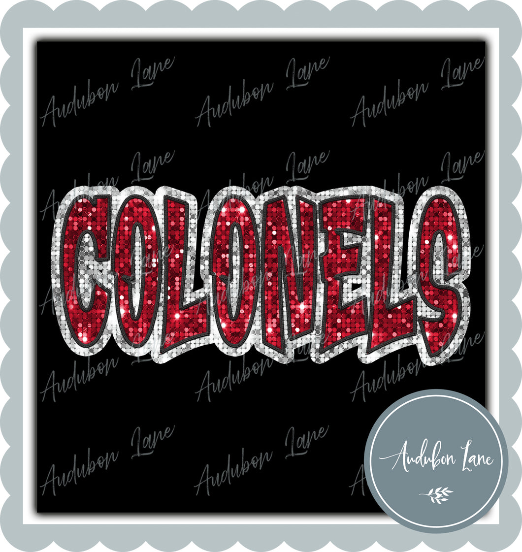 Colonels Graffiti Style Sequin Red and White with Black Mascot Ready to Press DTF Transfer Customs Available On Request