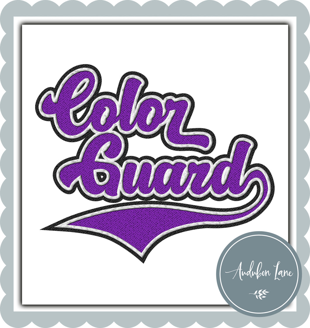 Color Guard Faux Purple and White and Black Embroidery
