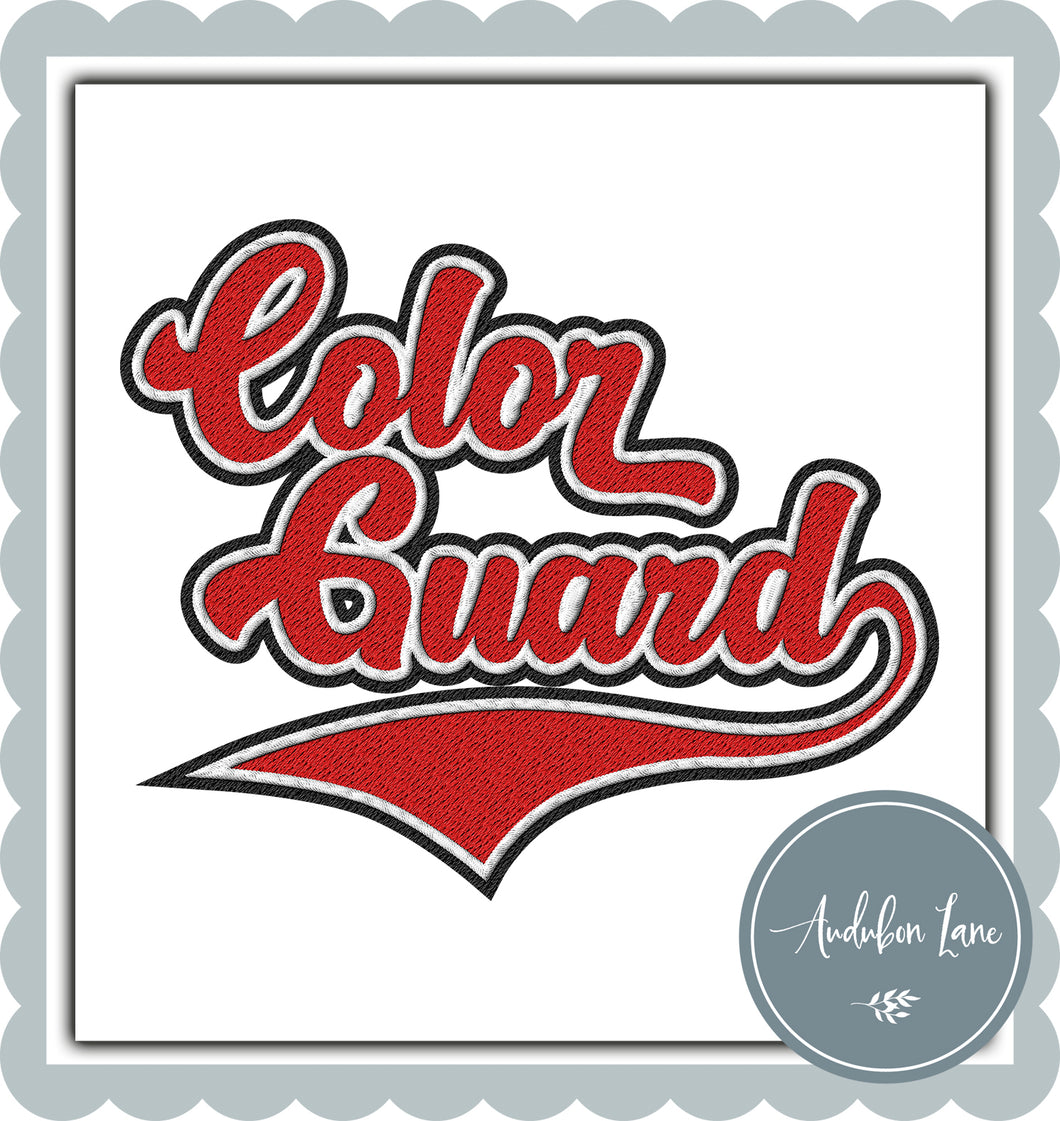 Color Guard Faux Red and White and Black Embroidery