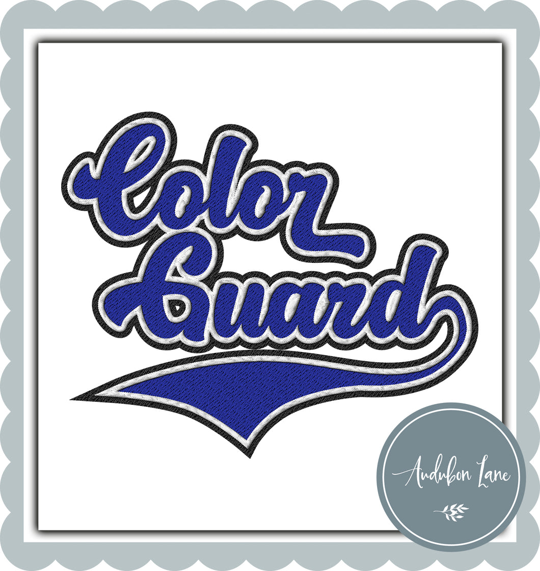 Color Guard Faux Royal Blue and White and Black Embroidery
