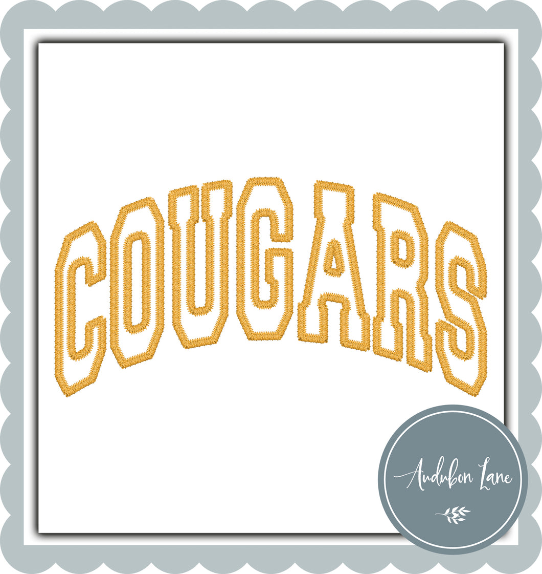 Cougars Faux Yellow Gold Embroidery