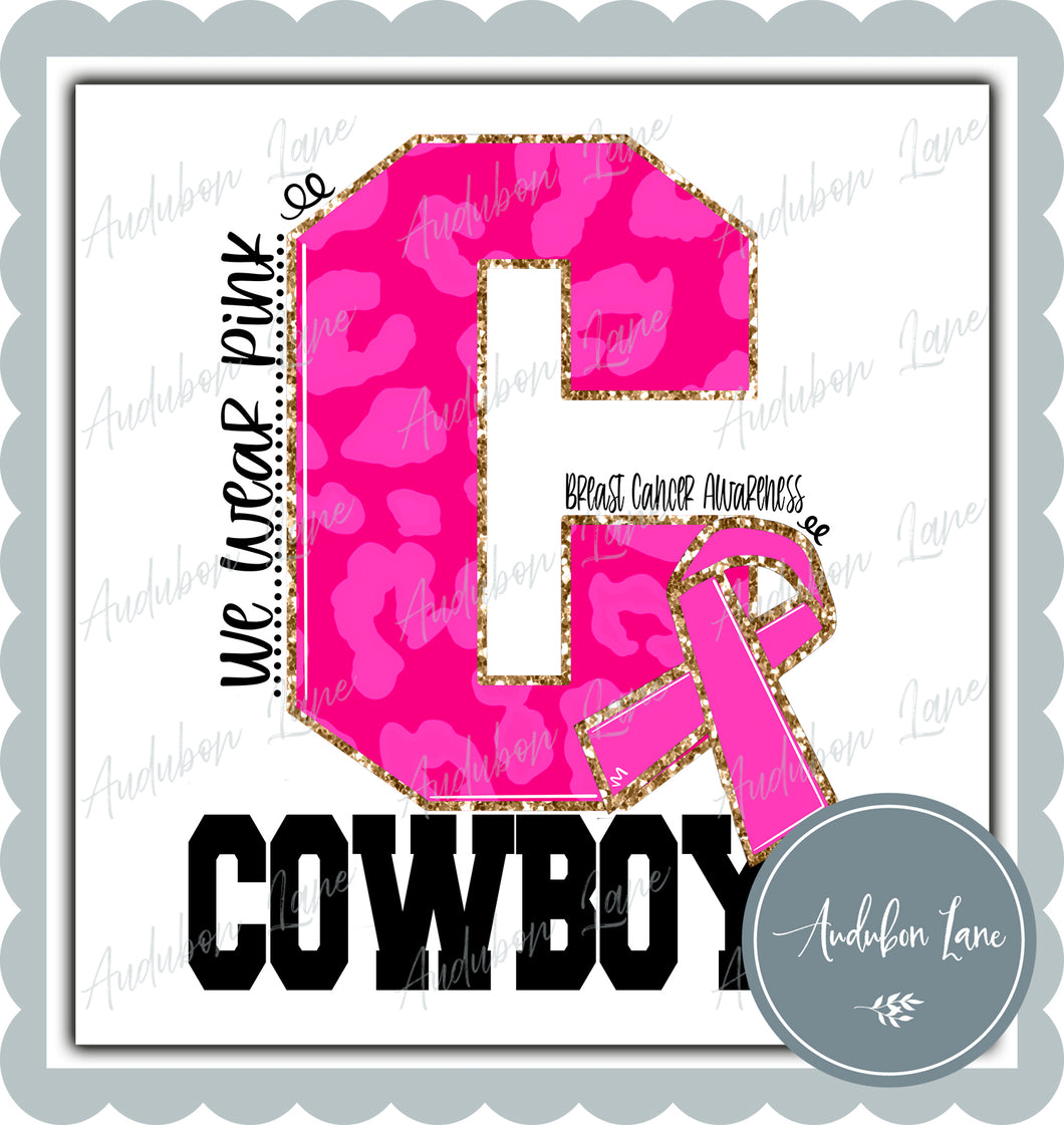 Cowboys Breast Cancer Awareness We Wear Pink Team Mascot Letter Ready to Press DTF Transfer