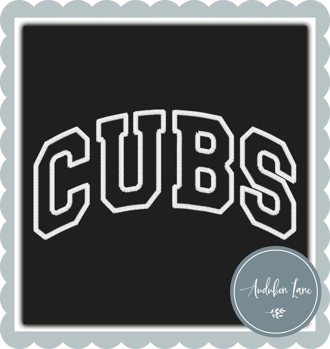 Cubs Faux White Embroidery