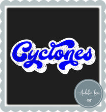 Load image into Gallery viewer, Cyclones Retro Distressed Blue and White Print Ready To Press DTF Transfer Custom Colors Available On Request
