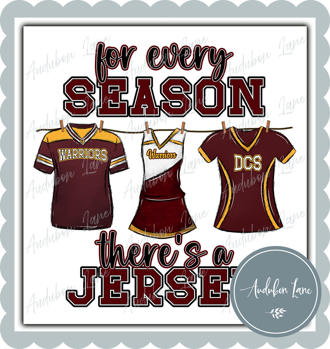Warriors Jersey Maroon and Yellow Gold For Every Season with Cheer Ready to Press DTF Transfer Customs Available On Request