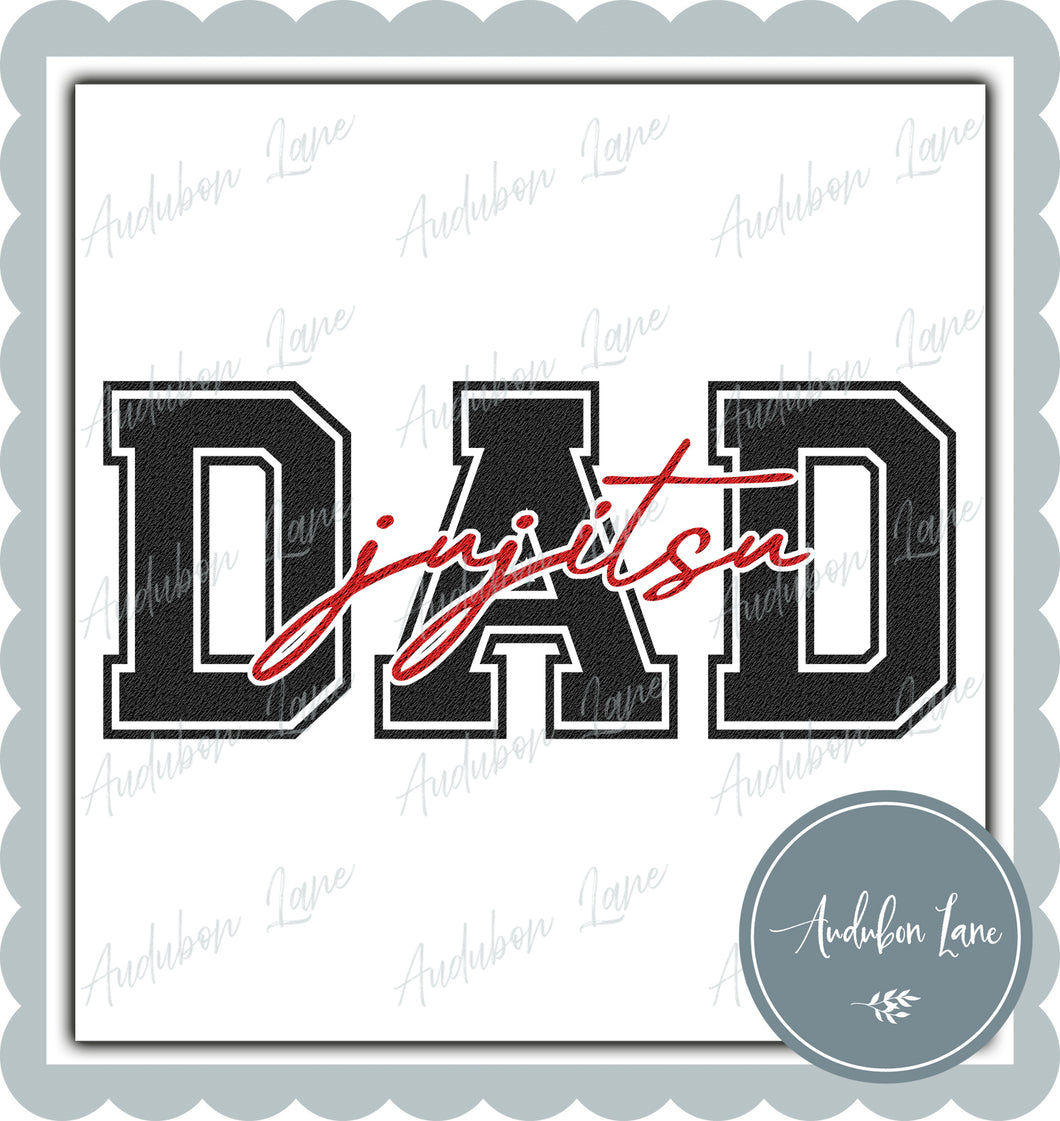 Jujitsu Dad Black and Red Faux Mesh Ready to Press DTF Transfer