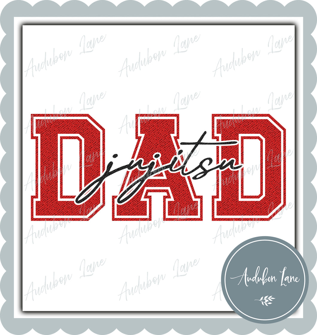 Jujitsu Dad Red and Black Faux Mesh Ready to Press DTF Transfer