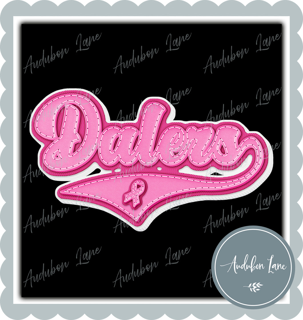 Dalers Breast Cancer Awareness Pink Leather Faux Patch Ready to Press DTF Transfer Customs Available On Request