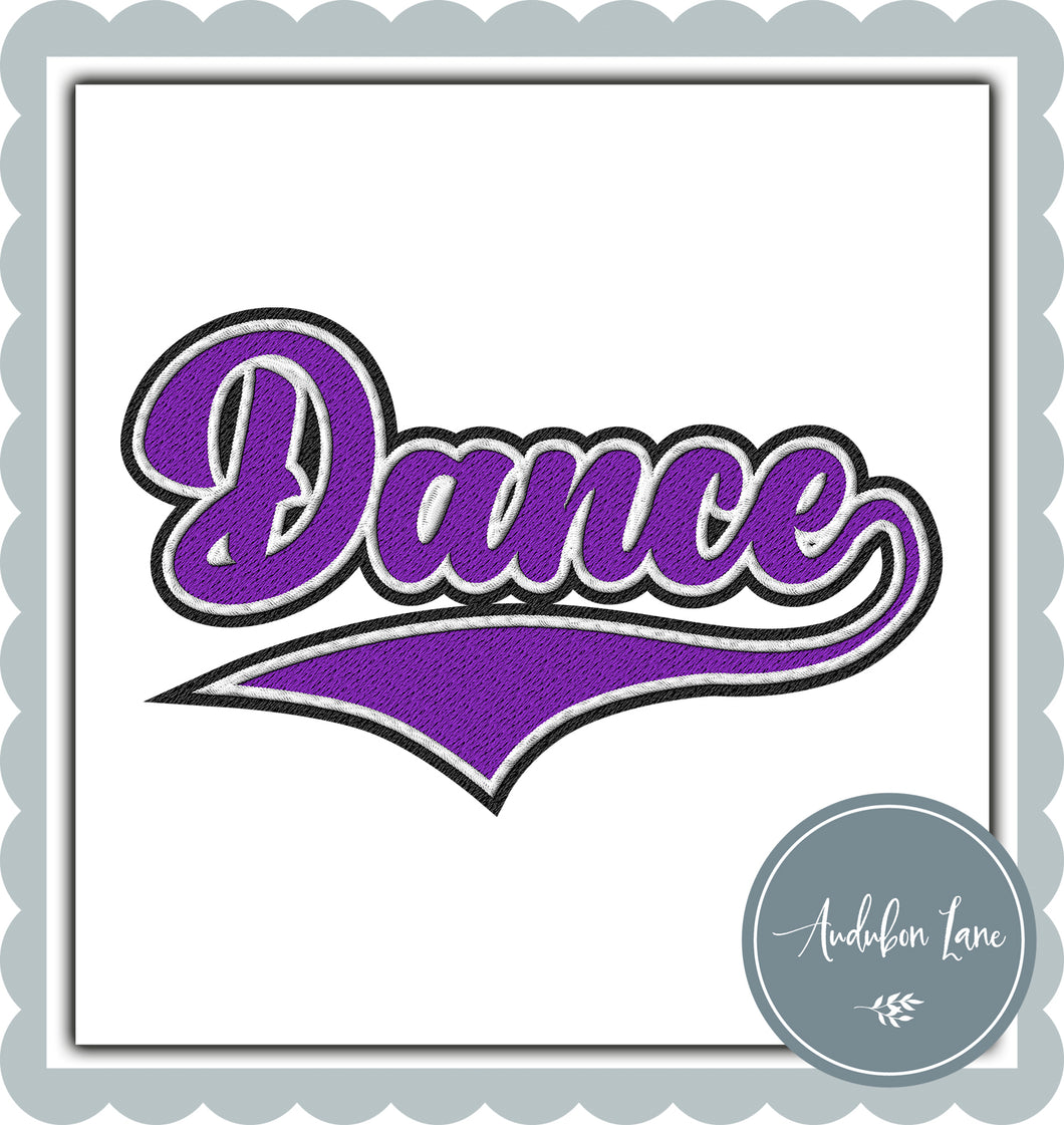 Dance Faux Purple and White and Black Embroidery