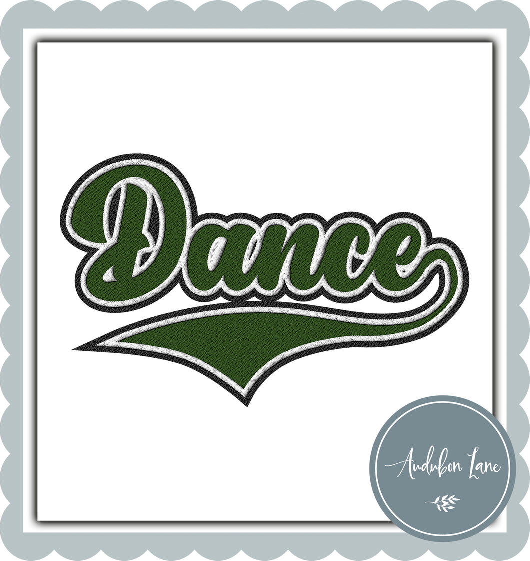 Dance Faux Dark Green and White and Black Embroidery