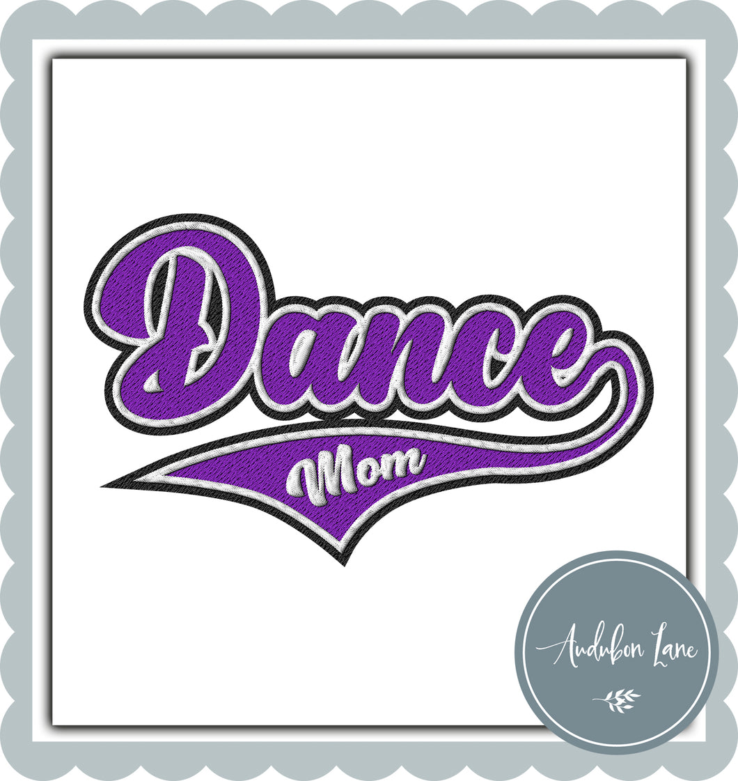 Dance Mom Faux Purple and White and Black Embroidery